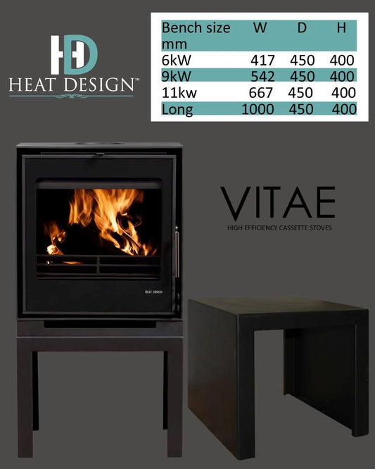 Log Bench, Ventilation Kit, Multi-Fuel Kit, Frames for Vitae Cassette Stoves - Accessories