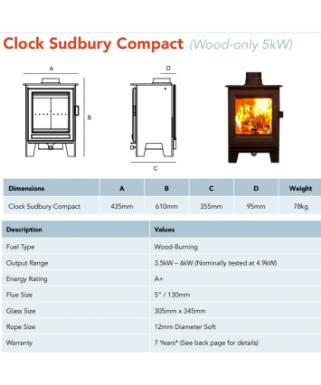 Nua Clock Accessories for Blithfield, Sudbury, Brocksford Stoves