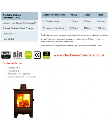 Nua Clock Sudbury 5 compact Freestanding Stove