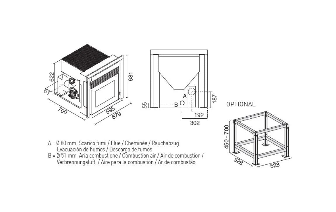 Eva Calor 8.5kw Andrea Inset Pellet Stove
