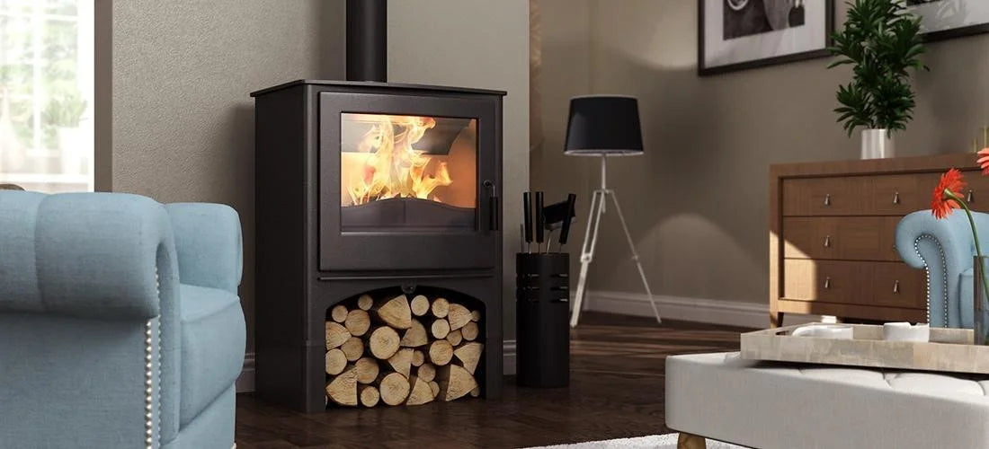 Nordic Cottage Wood Burning Stove With Logstore