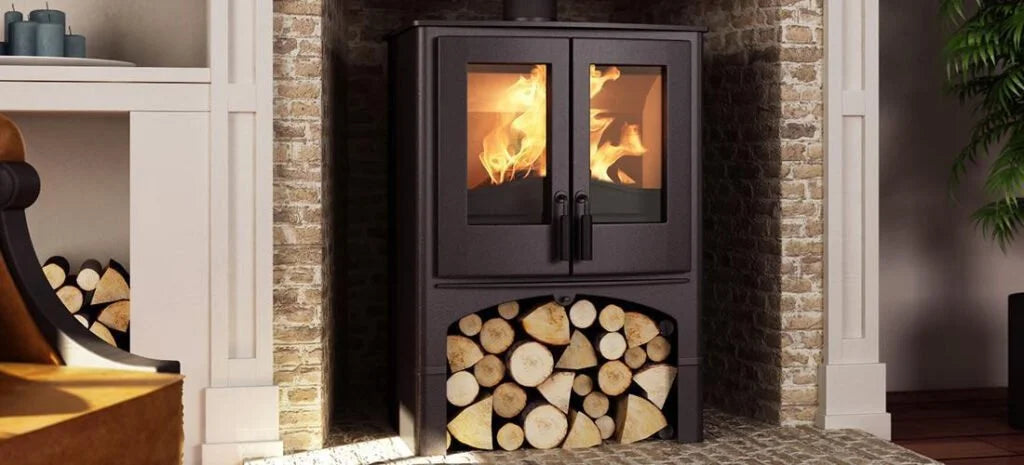 Nordic Lodge Wood Burning Boiler Stove - With Logstore