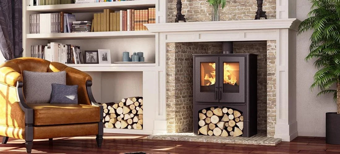 Nordic Lodge Wood Burning Boiler Stove - With Logstore