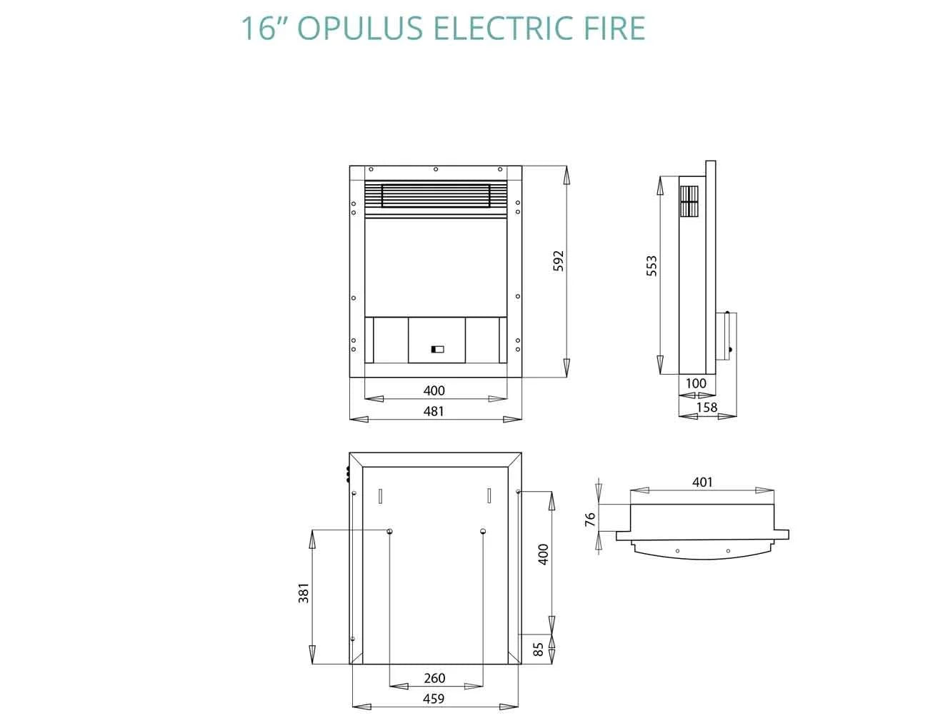 Opulus 16" Ultra Flame Electric Fire