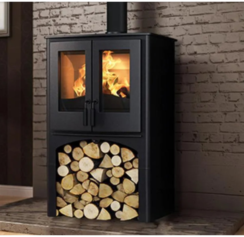 Nordic Lodge Wood Burning Stove With Logstore