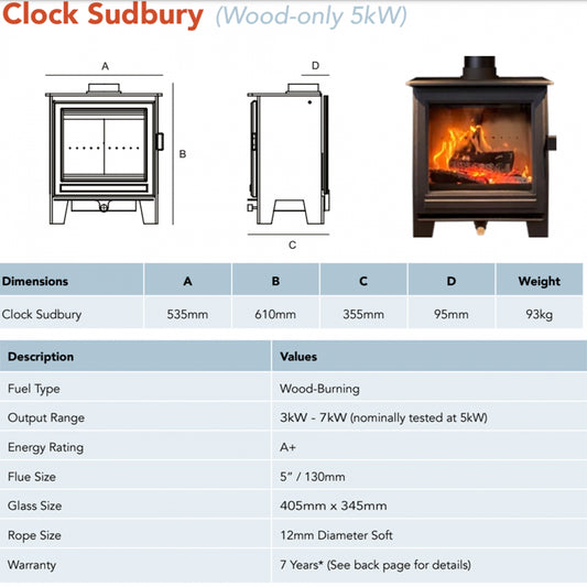 Nua Clock Sudbury 5 Freestanding Stove