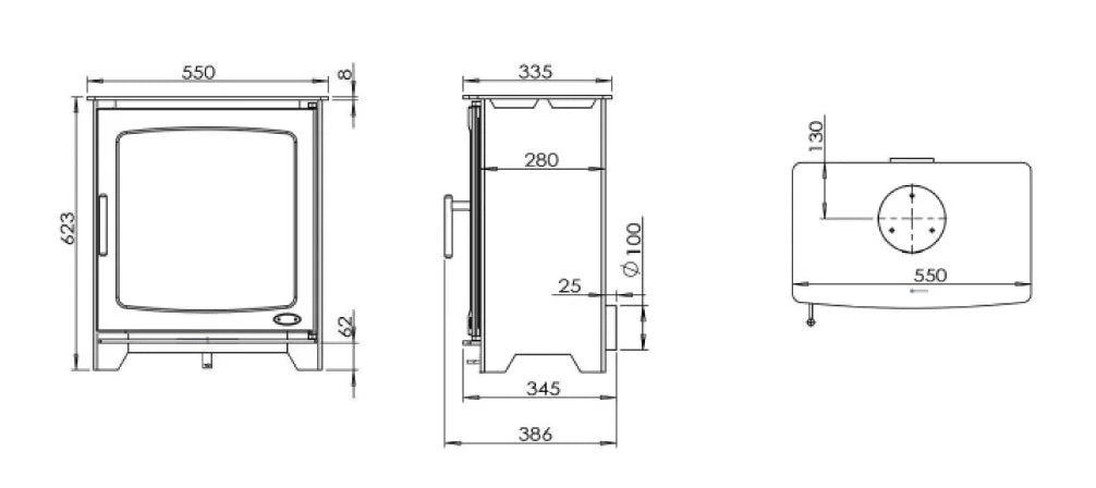 Hazelwood 5 Landscape Eco (wood burning) w/ Logstore