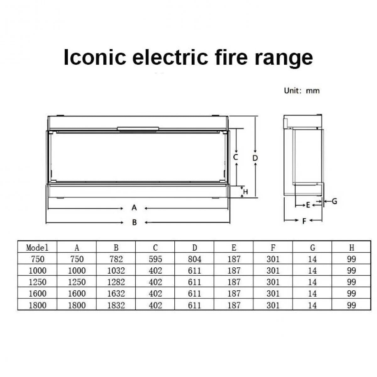 1250 Iconic Electric Fire