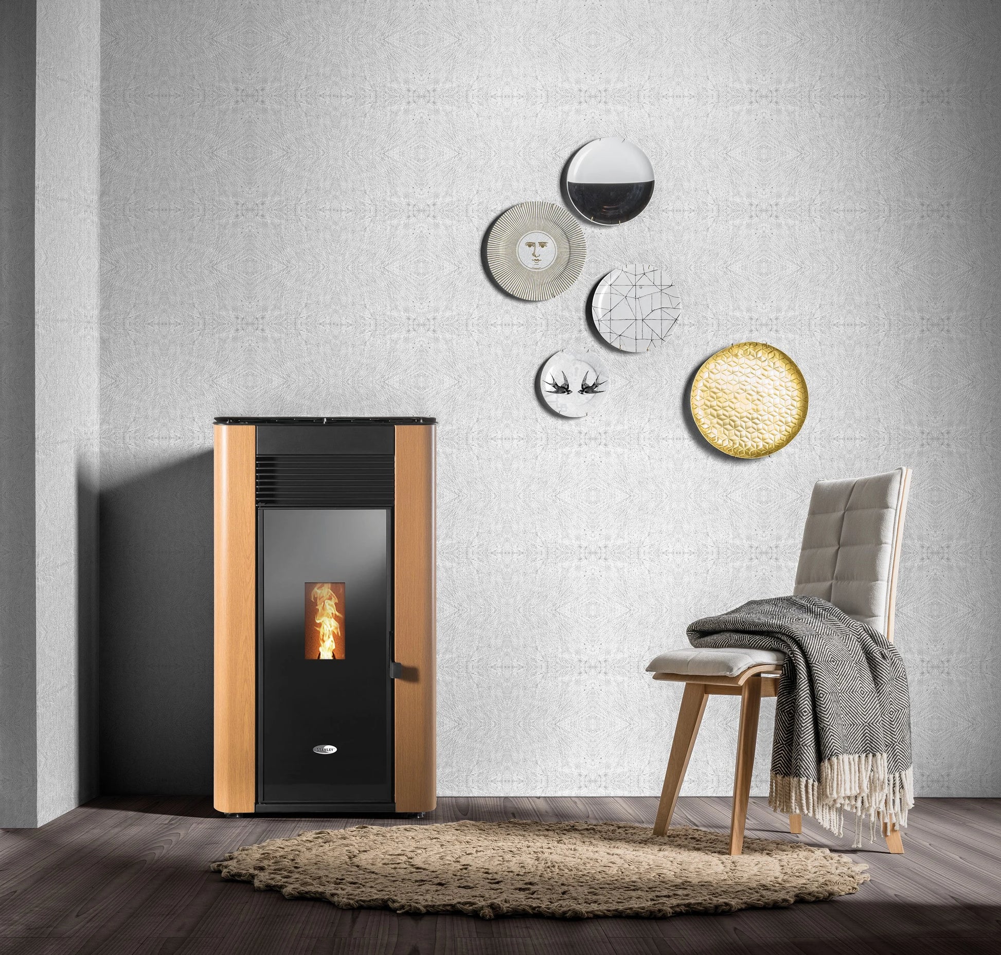 STANLEY  SOLIS K2300 - 2, 23kW Pellet Stove Curved Panel